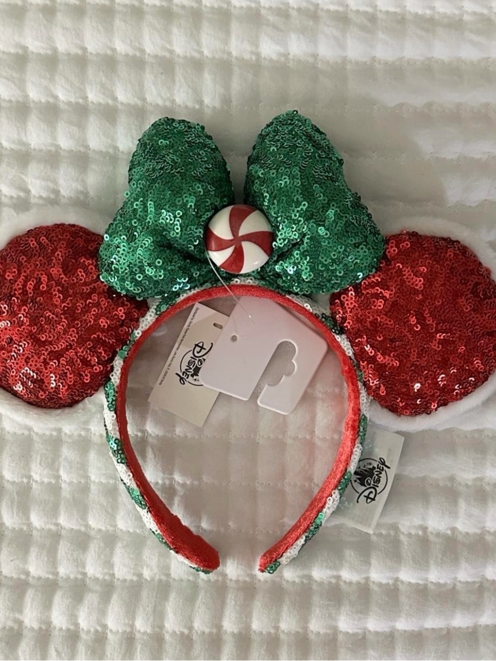 Disney Sequin Holiday Minnie Ears Headband - Red & Green